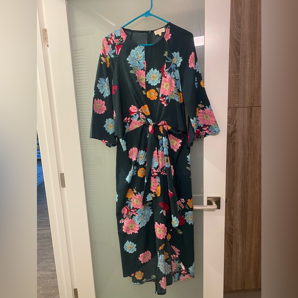 Gorgeous Dark Green Floral Maxi Dress Sz L